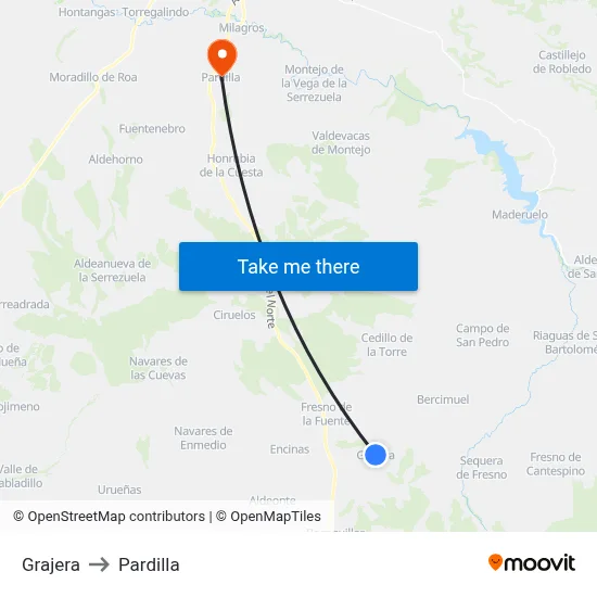 Grajera to Pardilla map