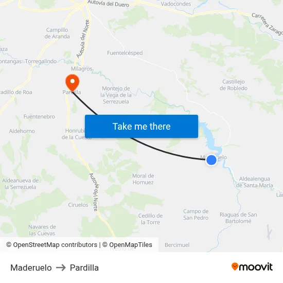 Maderuelo to Pardilla map