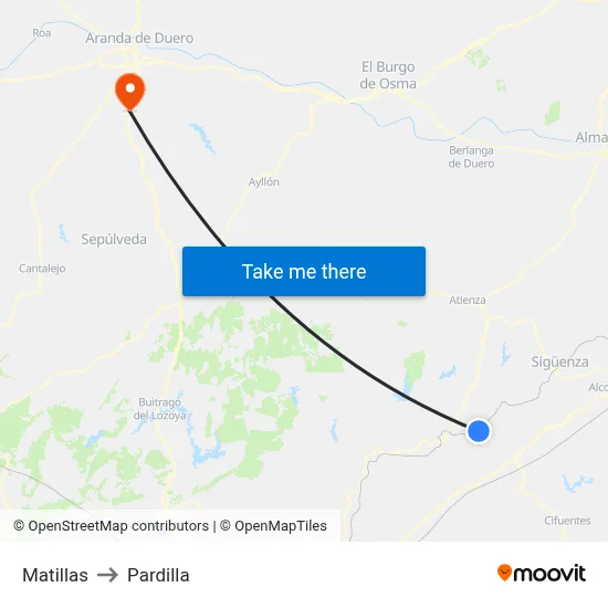 Matillas to Pardilla map