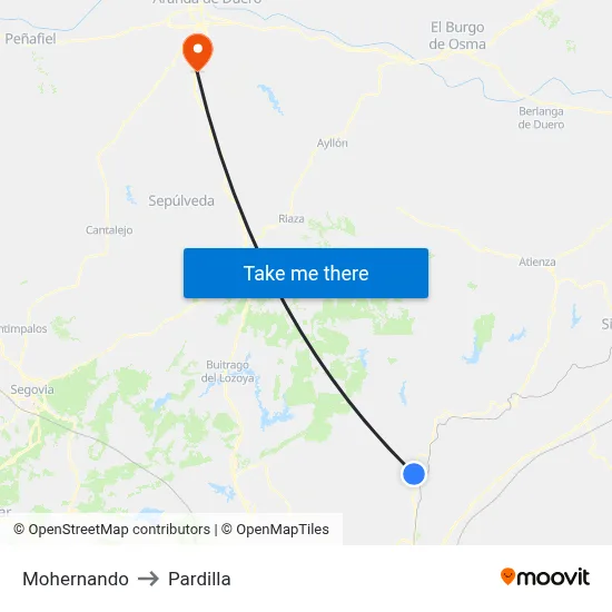 Mohernando to Pardilla map
