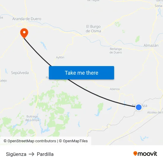 Sigüenza to Pardilla map