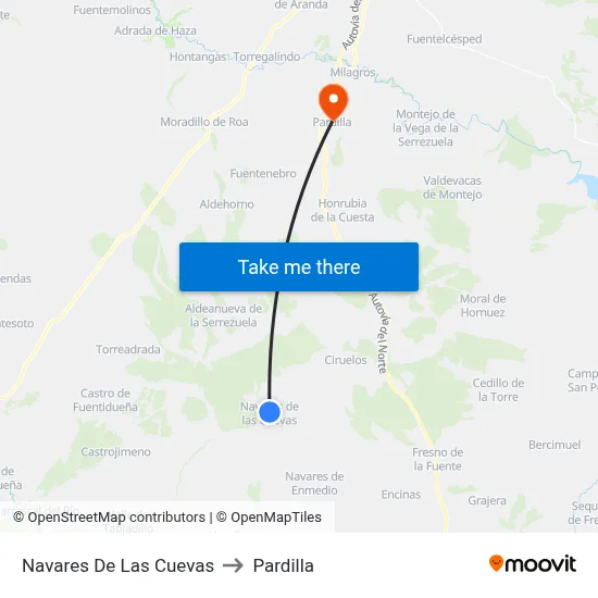 Navares De Las Cuevas to Pardilla map