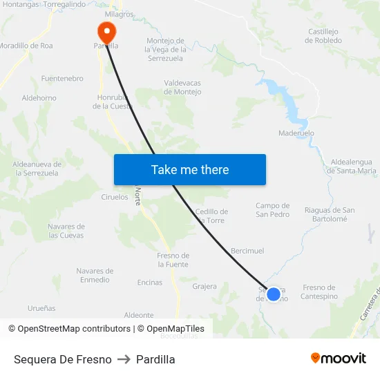 Sequera De Fresno to Pardilla map