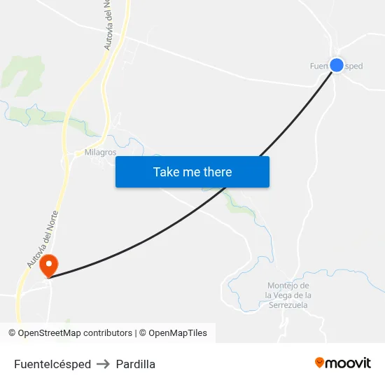 Fuentelcésped to Pardilla map