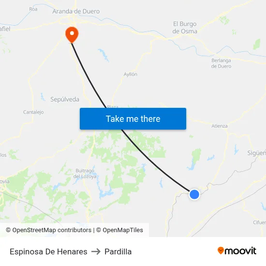 Espinosa De Henares to Pardilla map