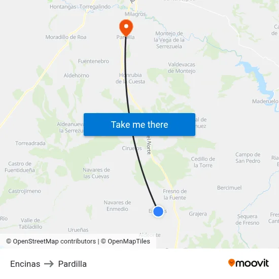 Encinas to Pardilla map