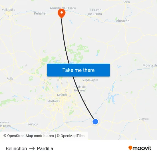 Belinchón to Pardilla map