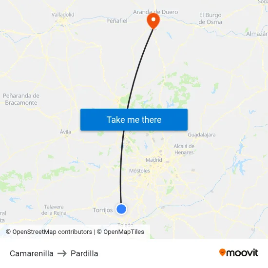 Camarenilla to Pardilla map
