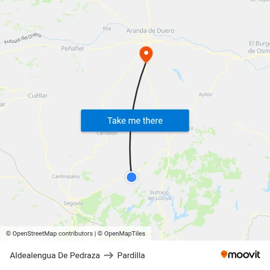 Aldealengua De Pedraza to Pardilla map