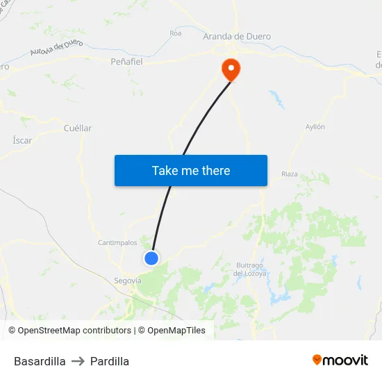 Basardilla to Pardilla map