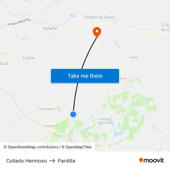 Collado Hermoso to Pardilla map