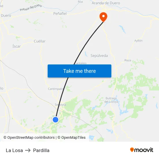 La Losa to Pardilla map