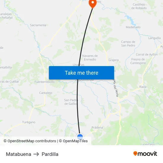 Matabuena to Pardilla map