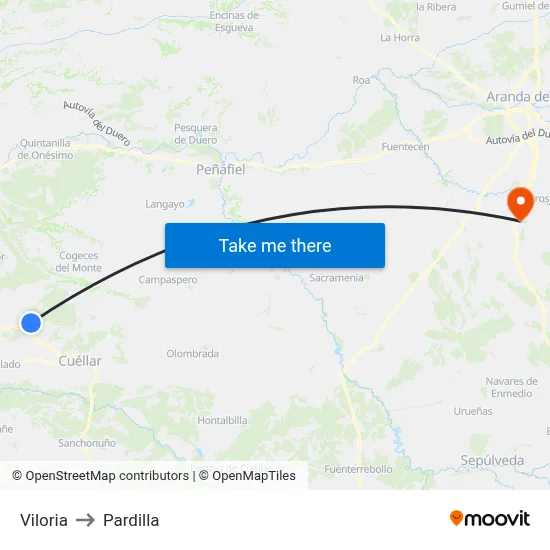 Viloria to Pardilla map