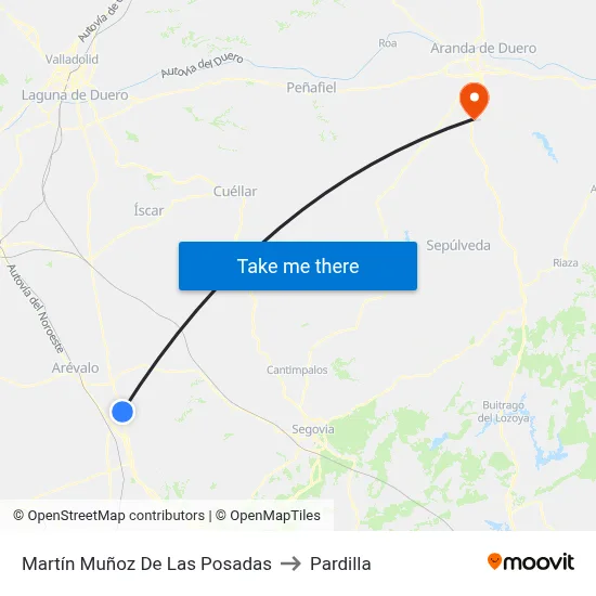 Martín Muñoz De Las Posadas to Pardilla map
