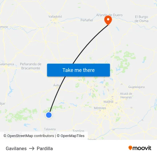 Gavilanes to Pardilla map