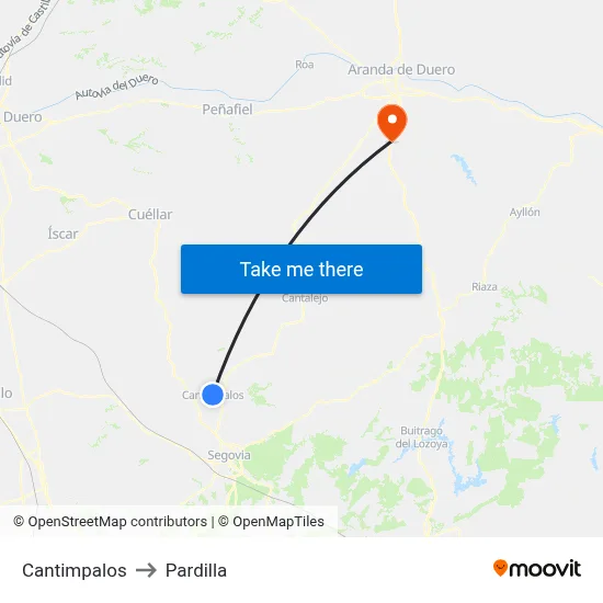 Cantimpalos to Pardilla map
