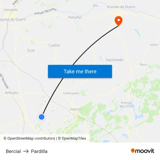 Bercial to Pardilla map