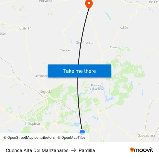 Cuenca Alta Del Manzanares to Pardilla map