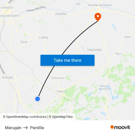 Marugán to Pardilla map