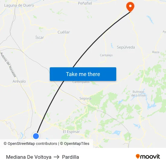 Mediana De Voltoya to Pardilla map