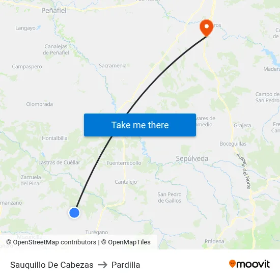 Sauquillo De Cabezas to Pardilla map