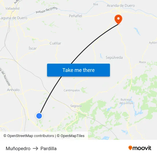Muñopedro to Pardilla map