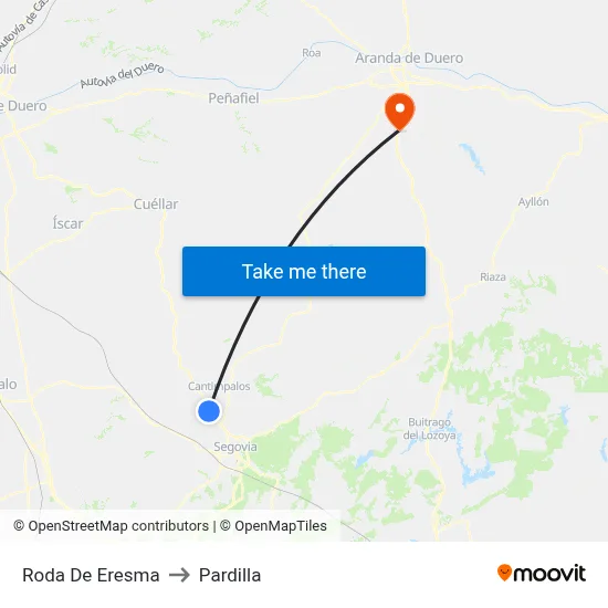 Roda De Eresma to Pardilla map