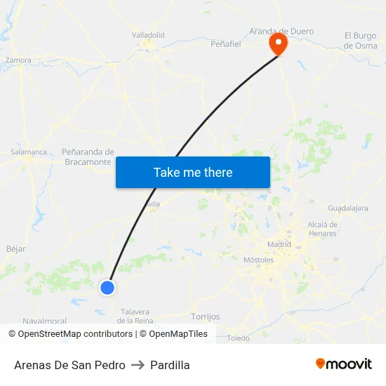 Arenas De San Pedro to Pardilla map