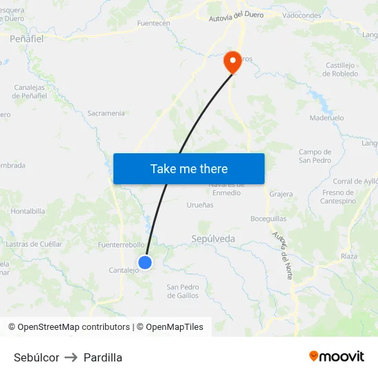 Sebúlcor to Pardilla map