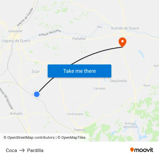 Coca to Pardilla map