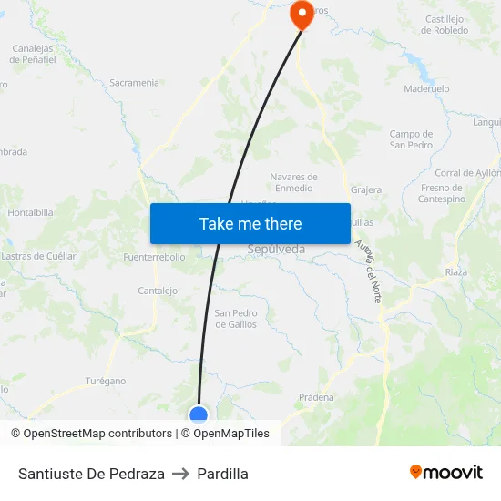 Santiuste De Pedraza to Pardilla map