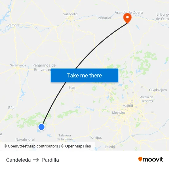Candeleda to Pardilla map