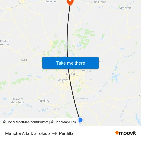 Mancha Alta De Toledo to Pardilla map