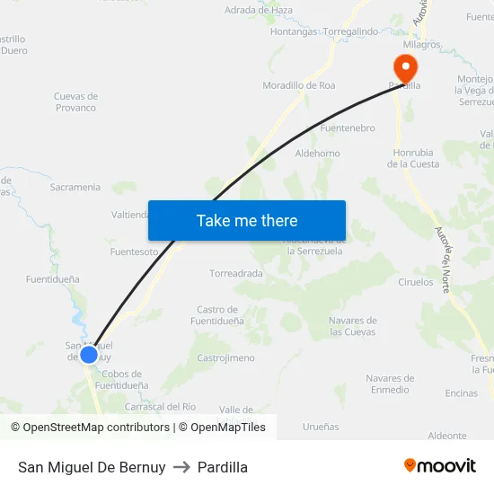 San Miguel De Bernuy to Pardilla map