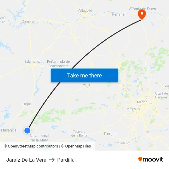 Jaraíz De La Vera to Pardilla map
