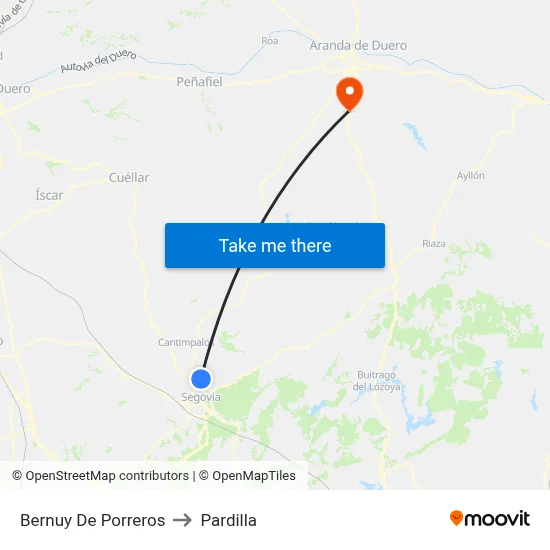 Bernuy De Porreros to Pardilla map