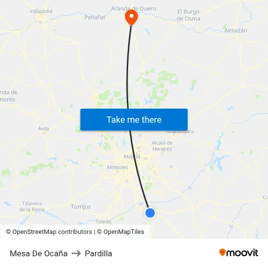 Mesa De Ocaña to Pardilla map