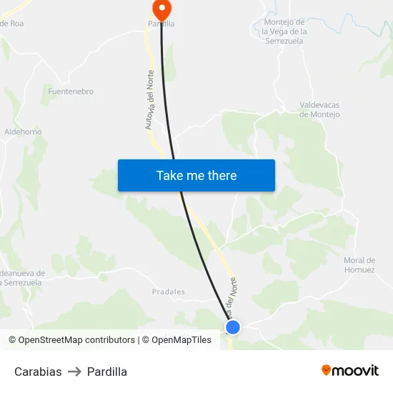 Carabias to Pardilla map