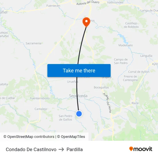 Condado De Castilnovo to Pardilla map