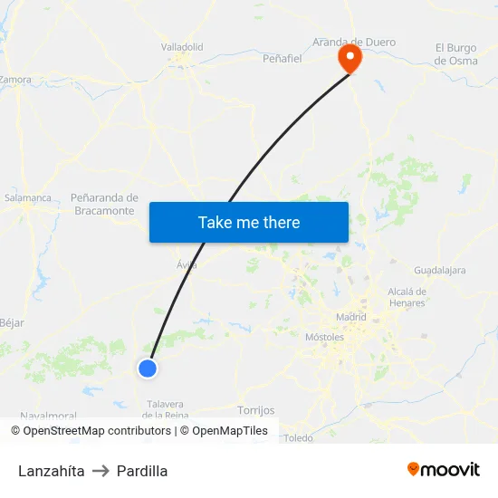 Lanzahíta to Pardilla map