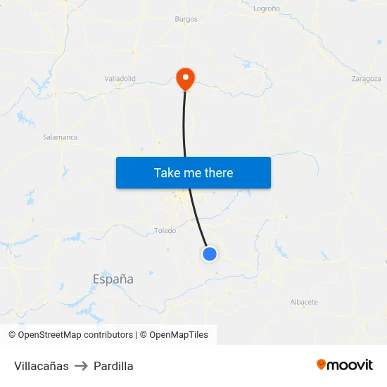 Villacañas to Pardilla map