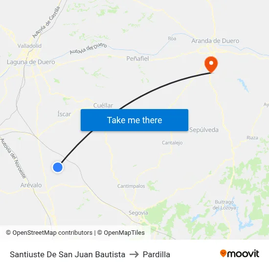 Santiuste De San Juan Bautista to Pardilla map