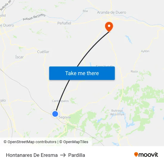Hontanares De Eresma to Pardilla map