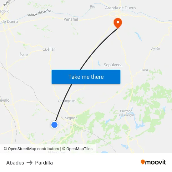 Abades to Pardilla map