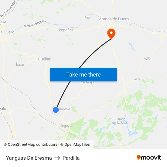 Yanguas De Eresma to Pardilla map