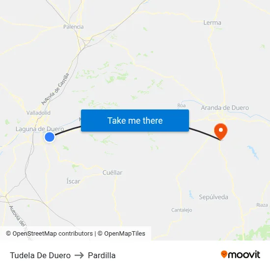 Tudela De Duero to Pardilla map