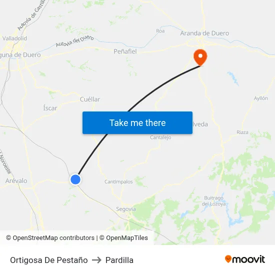 Ortigosa De Pestaño to Pardilla map
