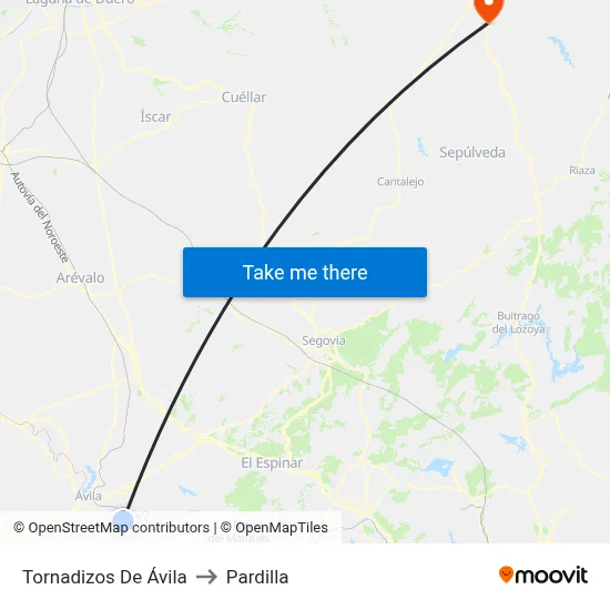 Tornadizos De Ávila to Pardilla map
