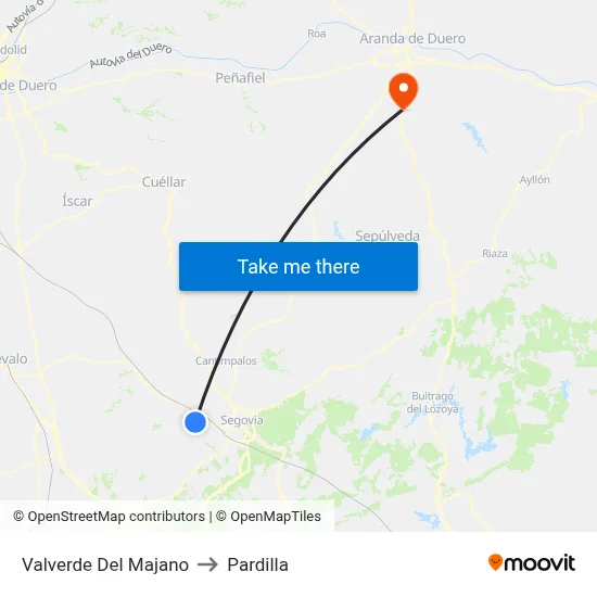 Valverde Del Majano to Pardilla map